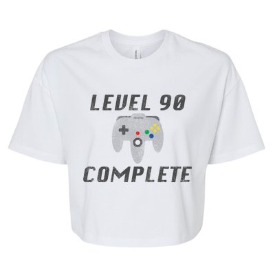 Level 90 Complete 90th Birthday Bella+Canvas Jersey Crop Tee