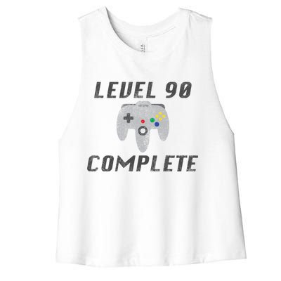 Level 90 Complete 90th Birthday Women's Racerback Cropped Tank