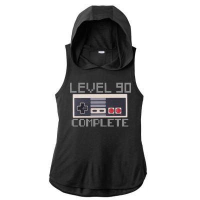 Level 90 Complete Retro Gamer 90th Birthday Ladies PosiCharge Tri-Blend Wicking Draft Hoodie Tank