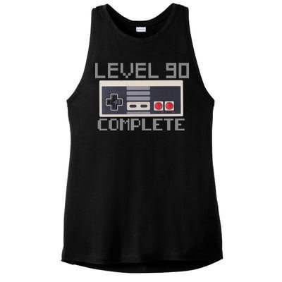 Level 90 Complete Retro Gamer 90th Birthday Ladies PosiCharge Tri-Blend Wicking Tank