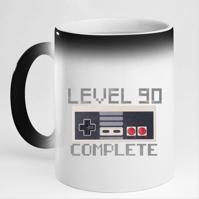 Level 90 Complete Retro Gamer 90th Birthday 11oz Black Color Changing Mug