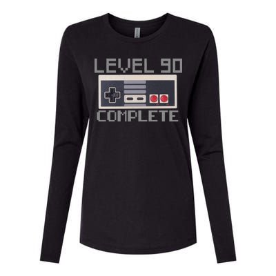 Level 90 Complete Retro Gamer 90th Birthday Womens Cotton Relaxed Long Sleeve T-Shirt