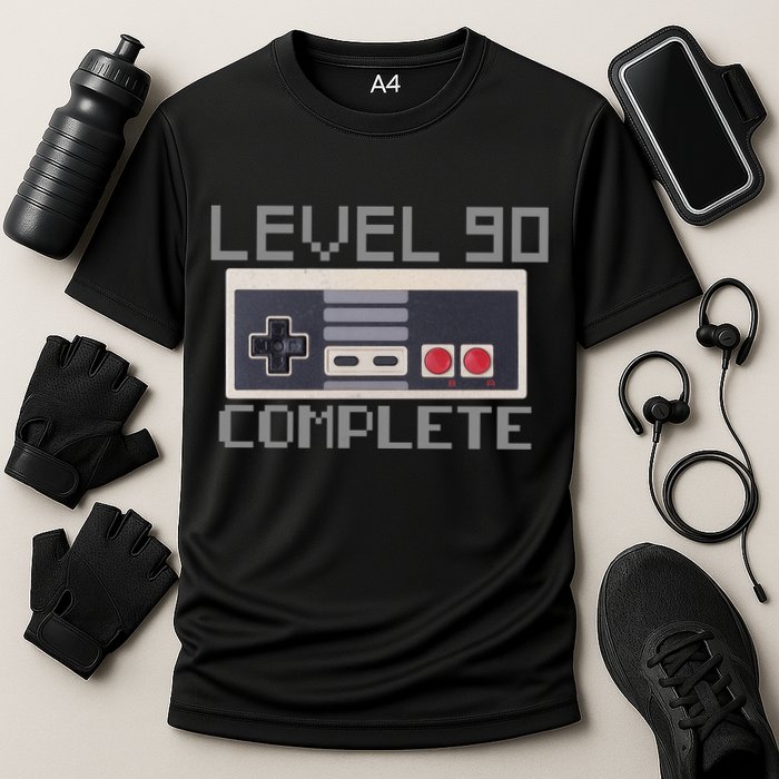Level 90 Complete Retro Gamer 90th Birthday Cooling Performance Crew T-Shirt