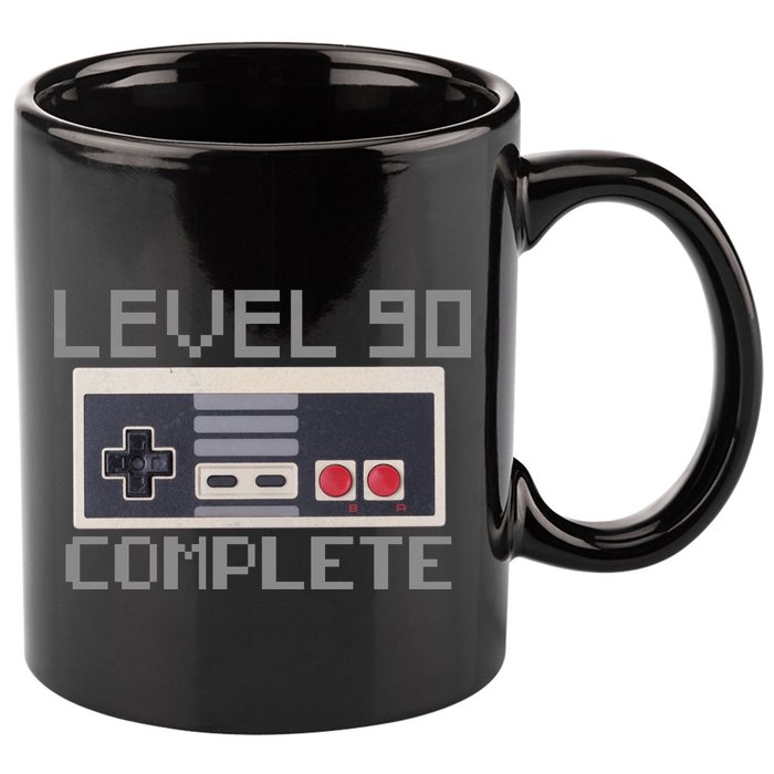 Level 90 Complete Retro Gamer 90th Birthday 11oz C Handle Ceramic Mug