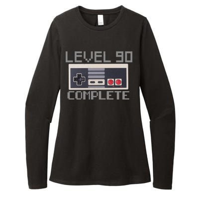 Level 90 Complete Retro Gamer 90th Birthday Womens CVC Long Sleeve Shirt