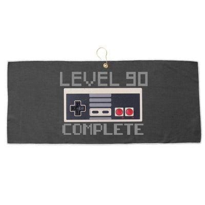 Level 90 Complete Retro Gamer 90th Birthday Large Microfiber Waffle Golf Towel