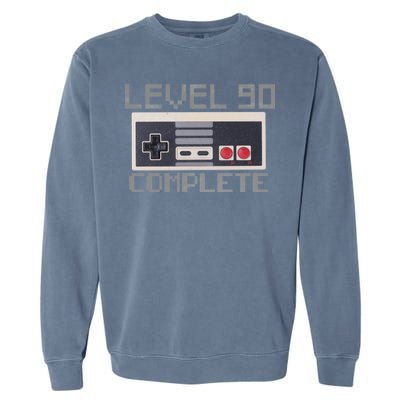 Level 90 Complete Retro Gamer 90th Birthday Garment-Dyed Sweatshirt