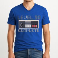 Level 90 Complete Retro Gamer 90th Birthday V-Neck T-Shirt