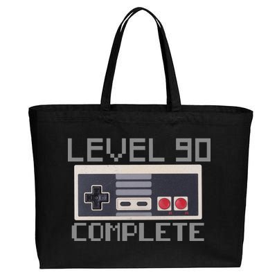 Level 90 Complete Retro Gamer 90th Birthday Cotton Canvas Jumbo Tote