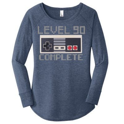 Level 90 Complete Retro Gamer 90th Birthday Women's Perfect Tri Tunic Long Sleeve Shirt