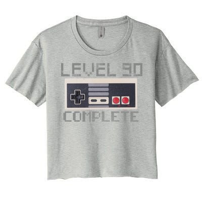 Level 90 Complete Retro Gamer 90th Birthday Women's Crop Top Tee