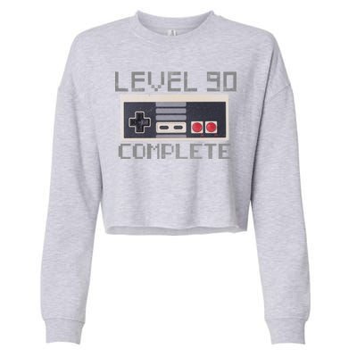 Level 90 Complete Retro Gamer 90th Birthday Cropped Pullover Crew