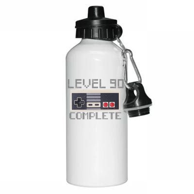 Level 90 Complete Retro Gamer 90th Birthday Aluminum Water Bottle