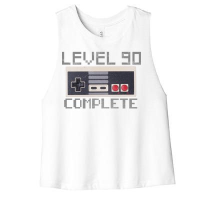 Level 90 Complete Retro Gamer 90th Birthday Women's Racerback Cropped Tank