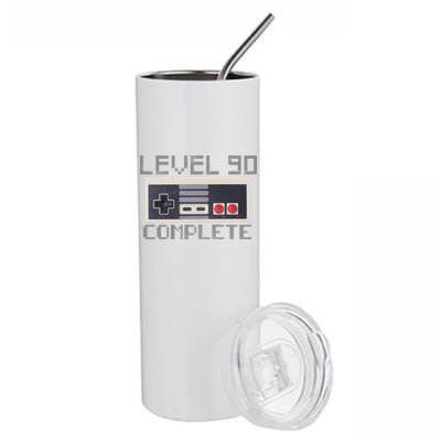 Level 90 Complete Retro Gamer 90th Birthday Stainless Steel Tumbler