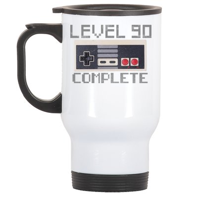 Level 90 Complete Retro Gamer 90th Birthday Stainless Steel Travel Mug