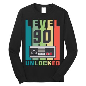 Level 90 Unlocked Funny Retro Gamer Birthday Long Sleeve Shirt