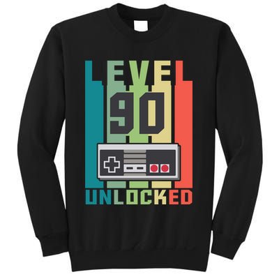 Level 90 Unlocked Funny Retro Gamer Birthday Sweatshirt