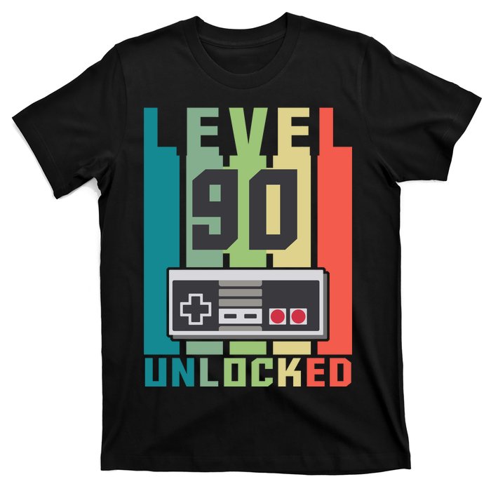 Level 90 Unlocked Funny Retro Gamer Birthday T-Shirt