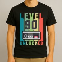 Level 90 Unlocked Funny Retro Gamer Birthday T-Shirt