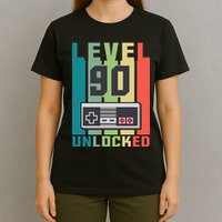 Level 90 Unlocked Funny Retro Gamer Birthday T-Shirt