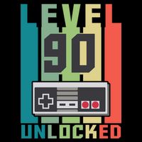 Level 90 Unlocked Funny Retro Gamer Birthday T-Shirt