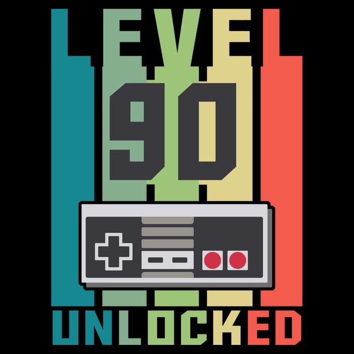 Level 90 Unlocked Funny Retro Gamer Birthday T-Shirt