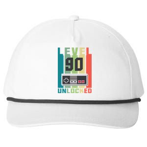 Level 90 Unlocked Funny Retro Gamer Birthday Snapback Five-Panel Rope Hat