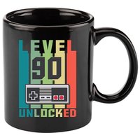 Level 90 Unlocked Funny Retro Gamer Birthday 11oz C Handle Ceramic Mug