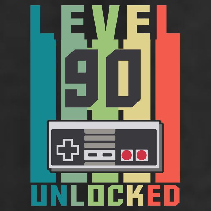 Level 90 Unlocked Funny Retro Gamer Birthday 11oz C Handle Ceramic Mug