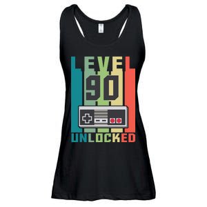 Level 90 Unlocked Funny Retro Gamer Birthday Ladies Essential Flowy Tank