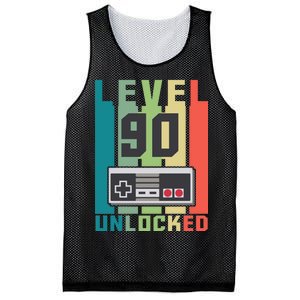 Level 90 Unlocked Funny Retro Gamer Birthday Mesh Reversible Basketball Jersey Tank