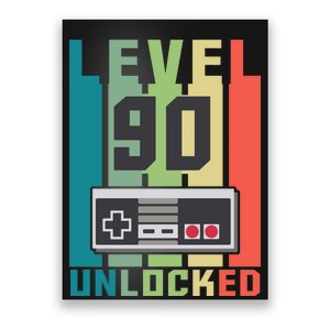 Level 90 Unlocked Funny Retro Gamer Birthday Poster