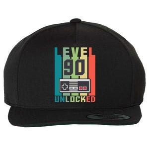 Level 90 Unlocked Funny Retro Gamer Birthday Wool Snapback Cap