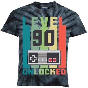 Level 90 Unlocked Funny Retro Gamer Birthday Kids Tie-Dye T-Shirt