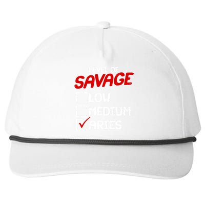 Level of SAVAGE Low Medium Aries Zodiac Birthday Snapback Five-Panel Rope Hat