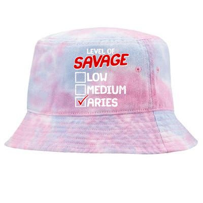 Level of SAVAGE Low Medium Aries Zodiac Birthday Tie-Dyed Bucket Hat