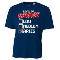 Level of SAVAGE Low Medium Aries Zodiac Birthday Cooling Performance Crew T-Shirt