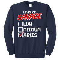 Level of SAVAGE Low Medium Aries Zodiac Birthday Sweatshirt