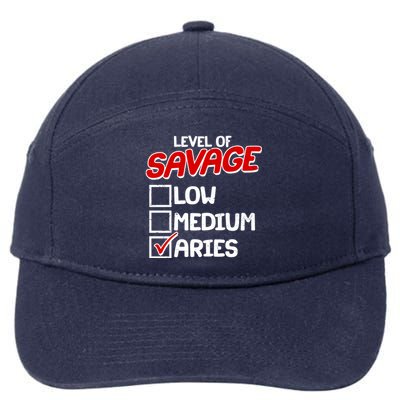 Level of SAVAGE Low Medium Aries Zodiac Birthday 7-Panel Snapback Hat