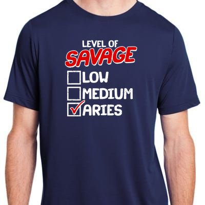 Level of SAVAGE Low Medium Aries Zodiac Birthday Adult ChromaSoft Performance T-Shirt