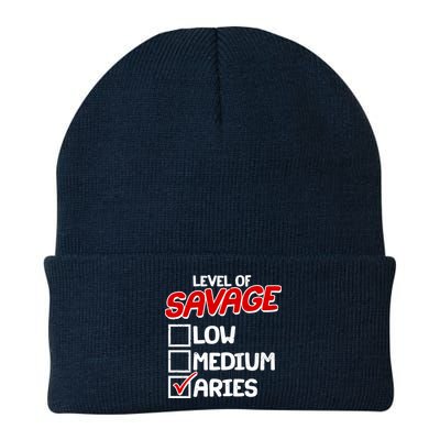 Level of SAVAGE Low Medium Aries Zodiac Birthday Beanie