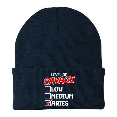 Level of SAVAGE Low Medium Aries Zodiac Birthday Knit Cap Winter Beanie