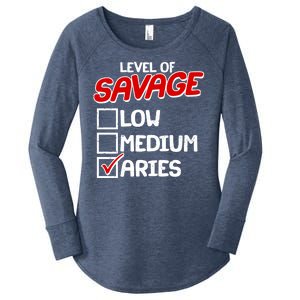 Level of SAVAGE Low Medium Aries Zodiac Birthday Women's Perfect Tri Tunic Long Sleeve Shirt