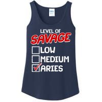 Level of SAVAGE Low Medium Aries Zodiac Birthday Ladies Essential Tank