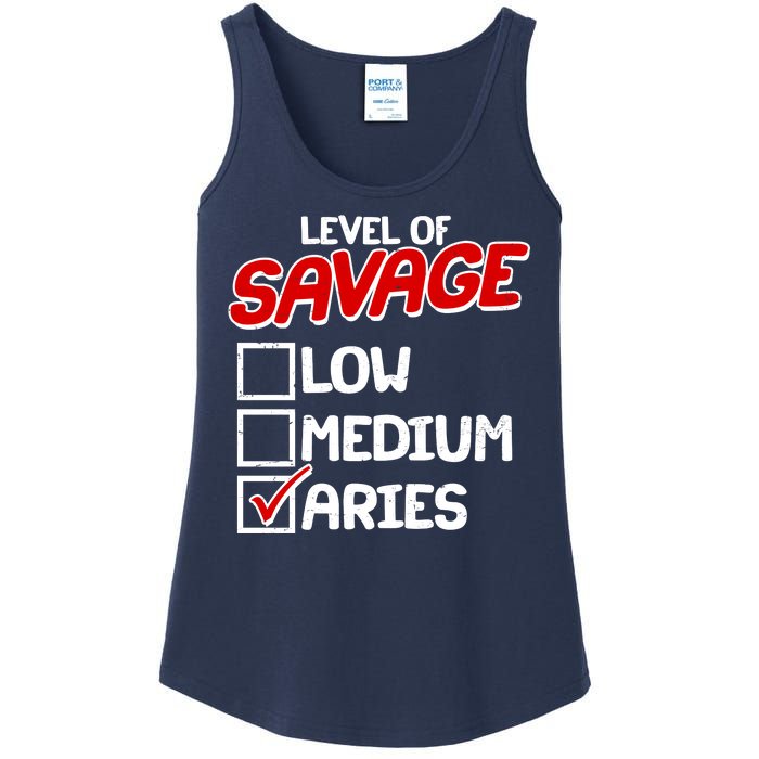 Level of SAVAGE Low Medium Aries Zodiac Birthday Ladies Essential Tank