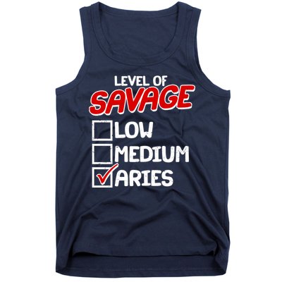 Level of SAVAGE Low Medium Aries Zodiac Birthday Tank Top