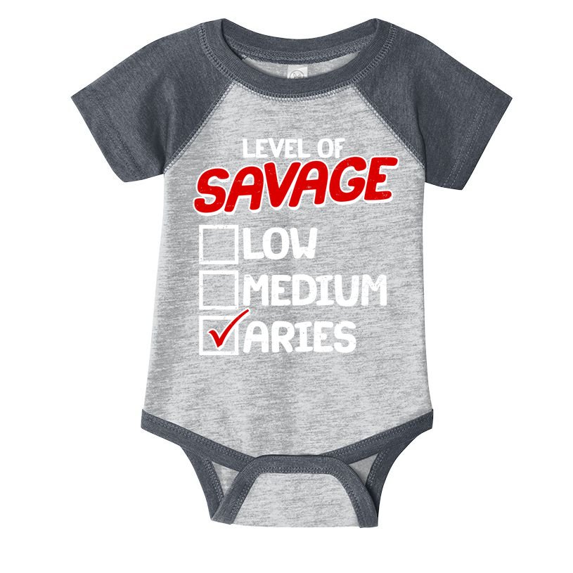 Level of SAVAGE Low Medium Aries Zodiac Birthday Infant Baby Jersey Bodysuit