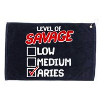 Level of SAVAGE Low Medium Aries Zodiac Birthday Grommeted Golf Towel