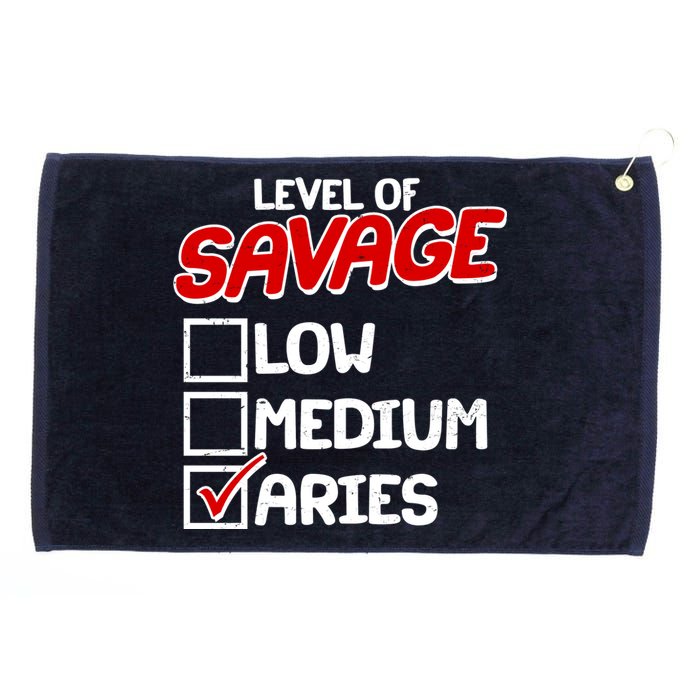 Level of SAVAGE Low Medium Aries Zodiac Birthday Grommeted Golf Towel